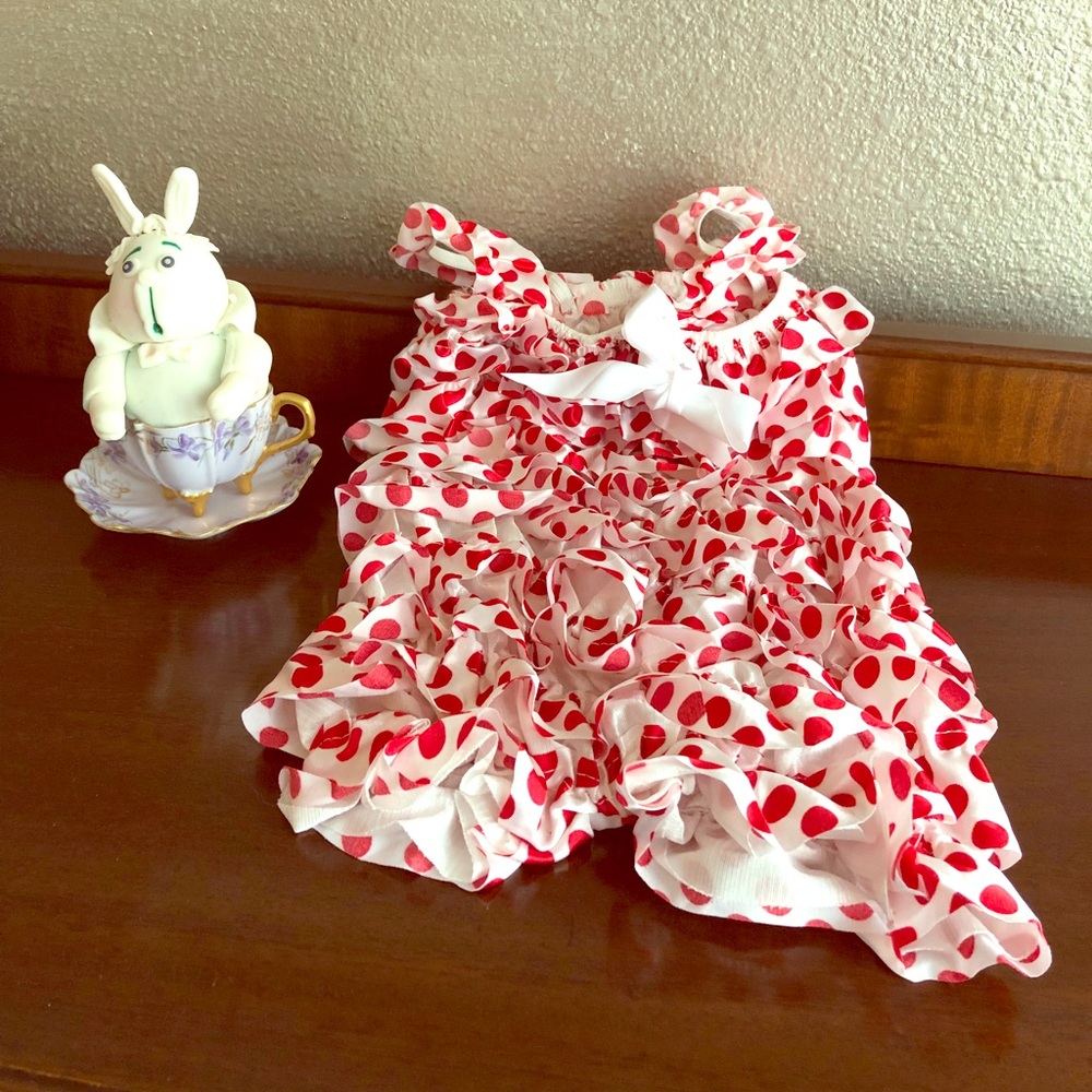 Polka dot romper for 6-12 mo